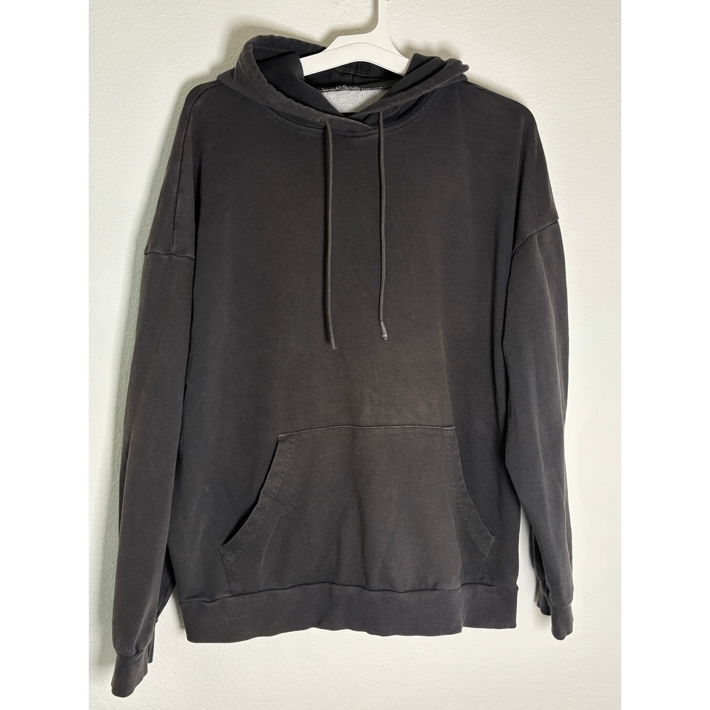 Original Use Mens Large Faded Black Hooded Sweatshirt Pullover Hoodie Oversized